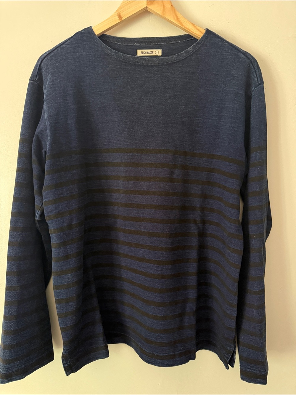 Buck Mason Navy and Black Horizontal-Stripe Field Spec Rugby Crew